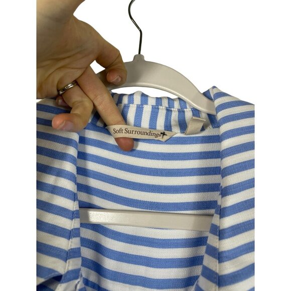 Soft Surroundings Stripe Square Button Tunic Top Button Front and Back Tencel XL - Picture 5 of 11